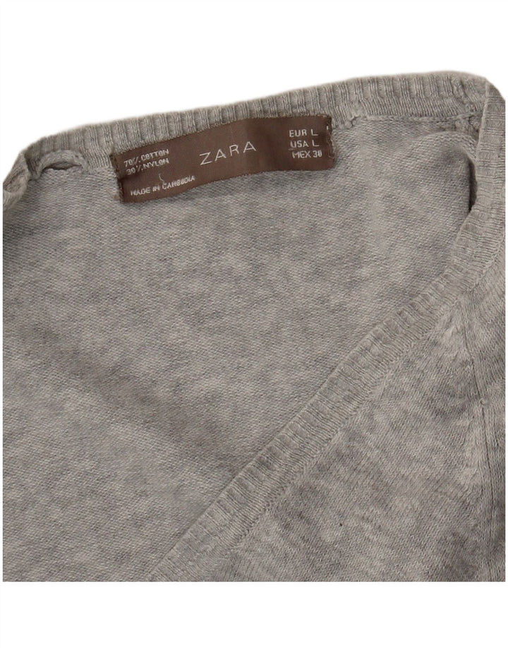 Zara Damen-Cardigan-Pullover UK 14 Large Grau meliert