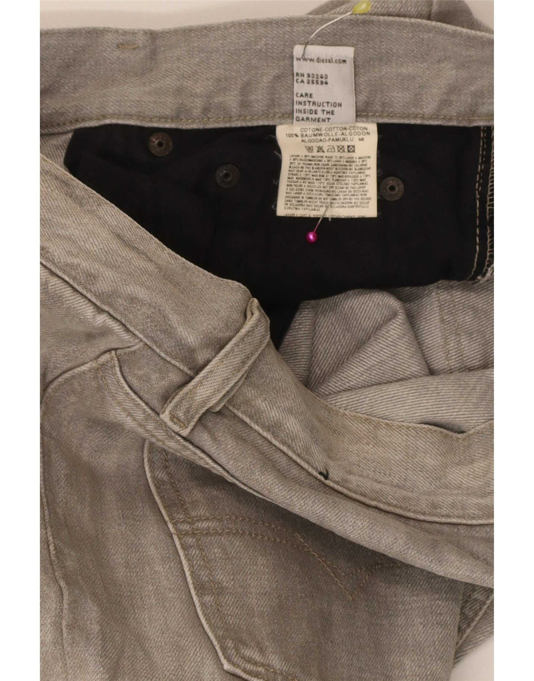 Diesel Herren Bootcut Jeans W36 L30 Graue Baumwolle