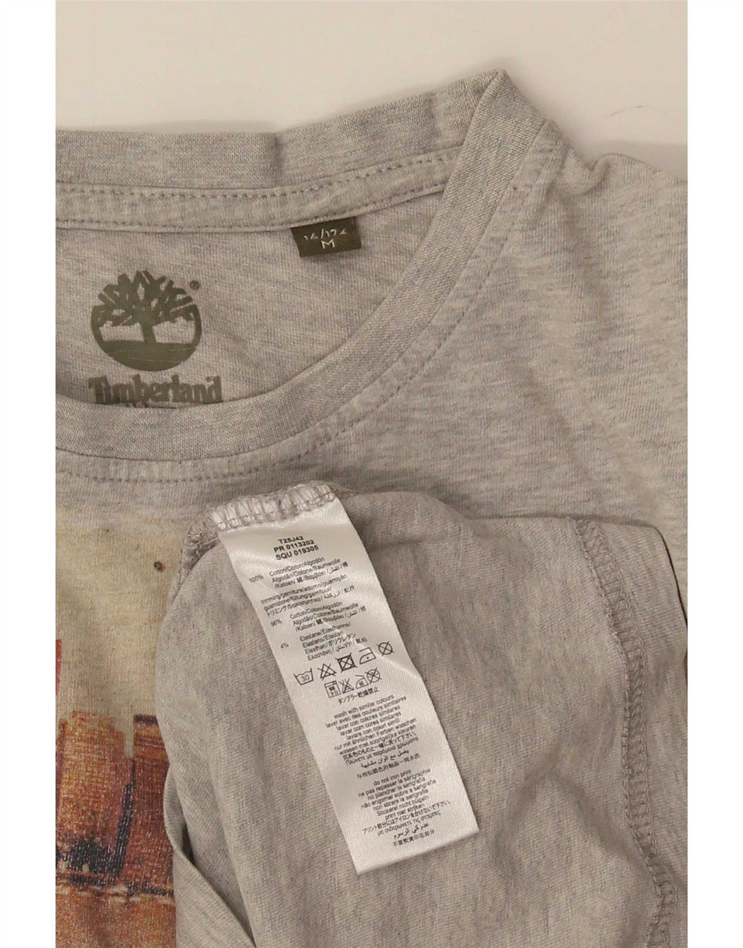 Timberland Langarmshirt mit Grafik für Jungen, 15–16 Jahre, mittelgraue Baumwolle