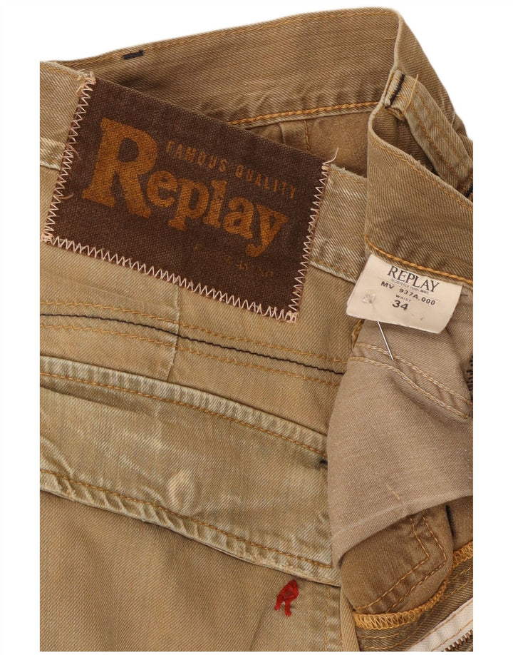Replay Herren Bermudashorts W34 Large Beige Baumwolle
