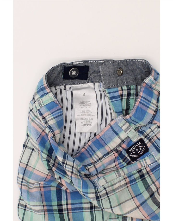NAUTICA Boys Chino Shorts 3-4 Years W20  Blue Check Cotton Vintage Nautica and Second-Hand Nautica from Messina Hembry 