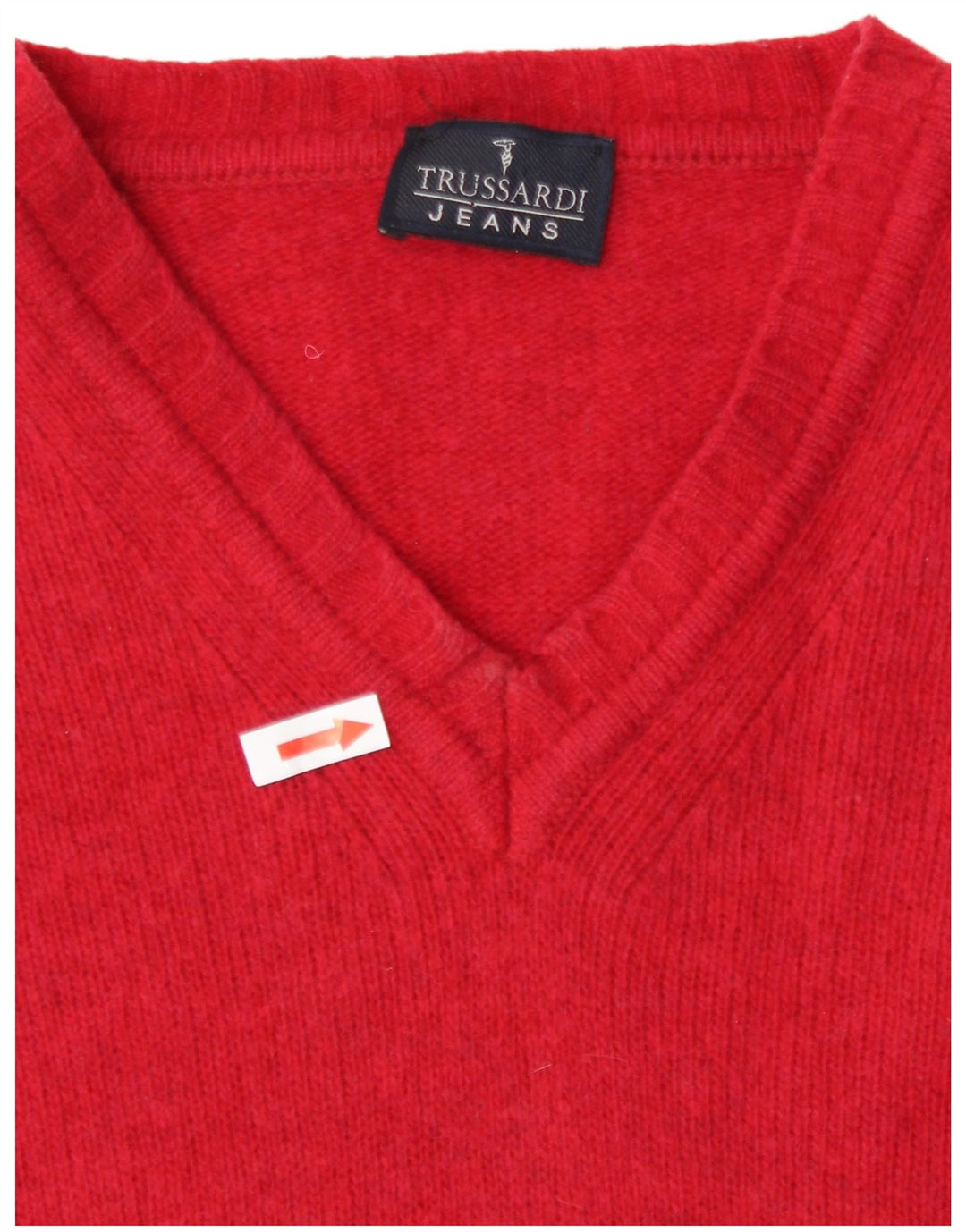 Trussardi Herren-Pullover mit V-Ausschnitt aus mittelroter Wolle