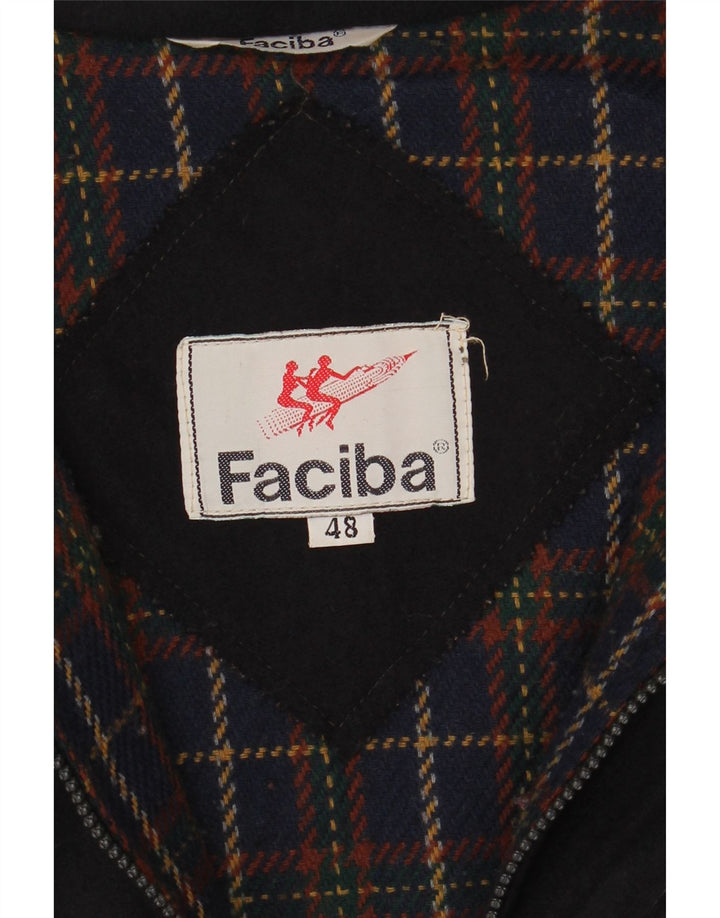 Faciba Herren-Windbreaker-Jacke IT 48 aus mittelblauer, marineblauer Wolle
