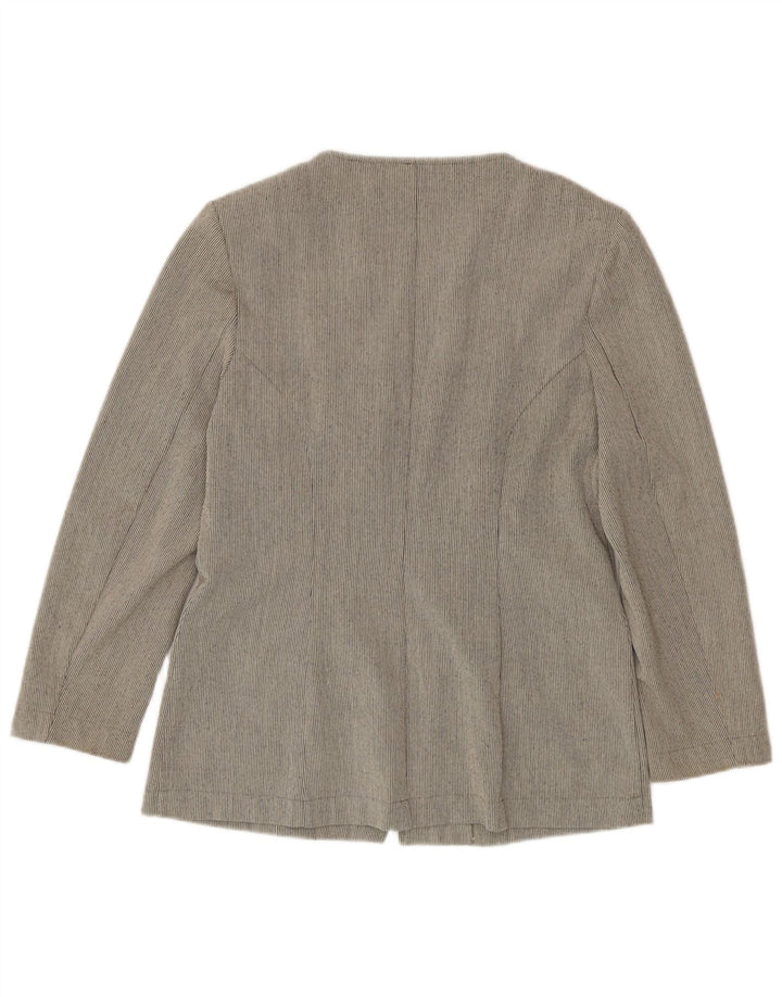 Zabaione Damen-Blazer mit durchgehendem Reißverschluss IT 42 Mittelgrauer Nadelstreifen