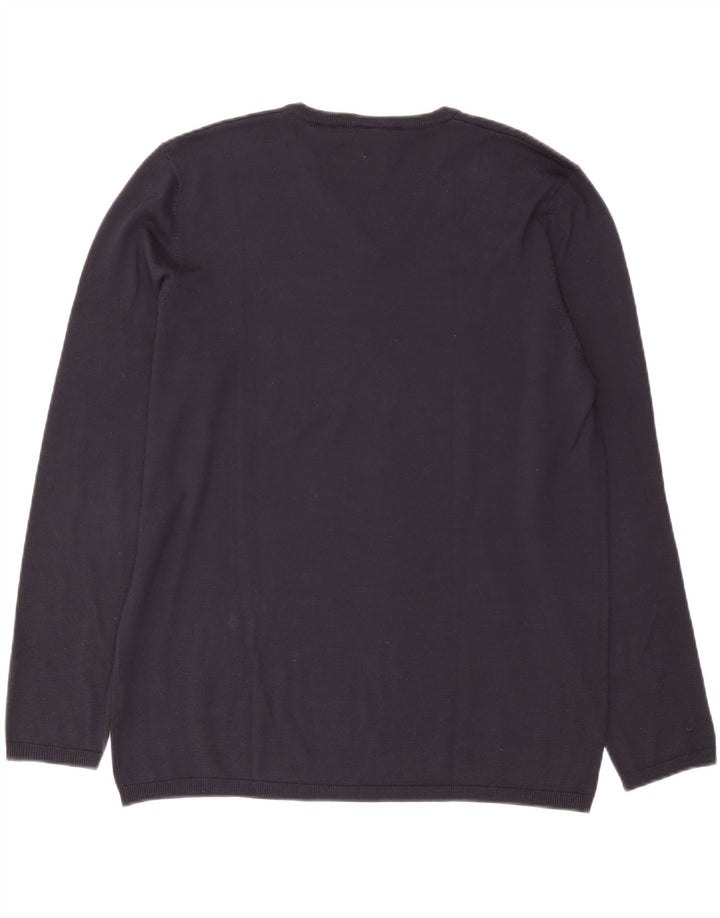 Dkny Herren-Pullover mit V-Ausschnitt, XL, Marineblau, Seide