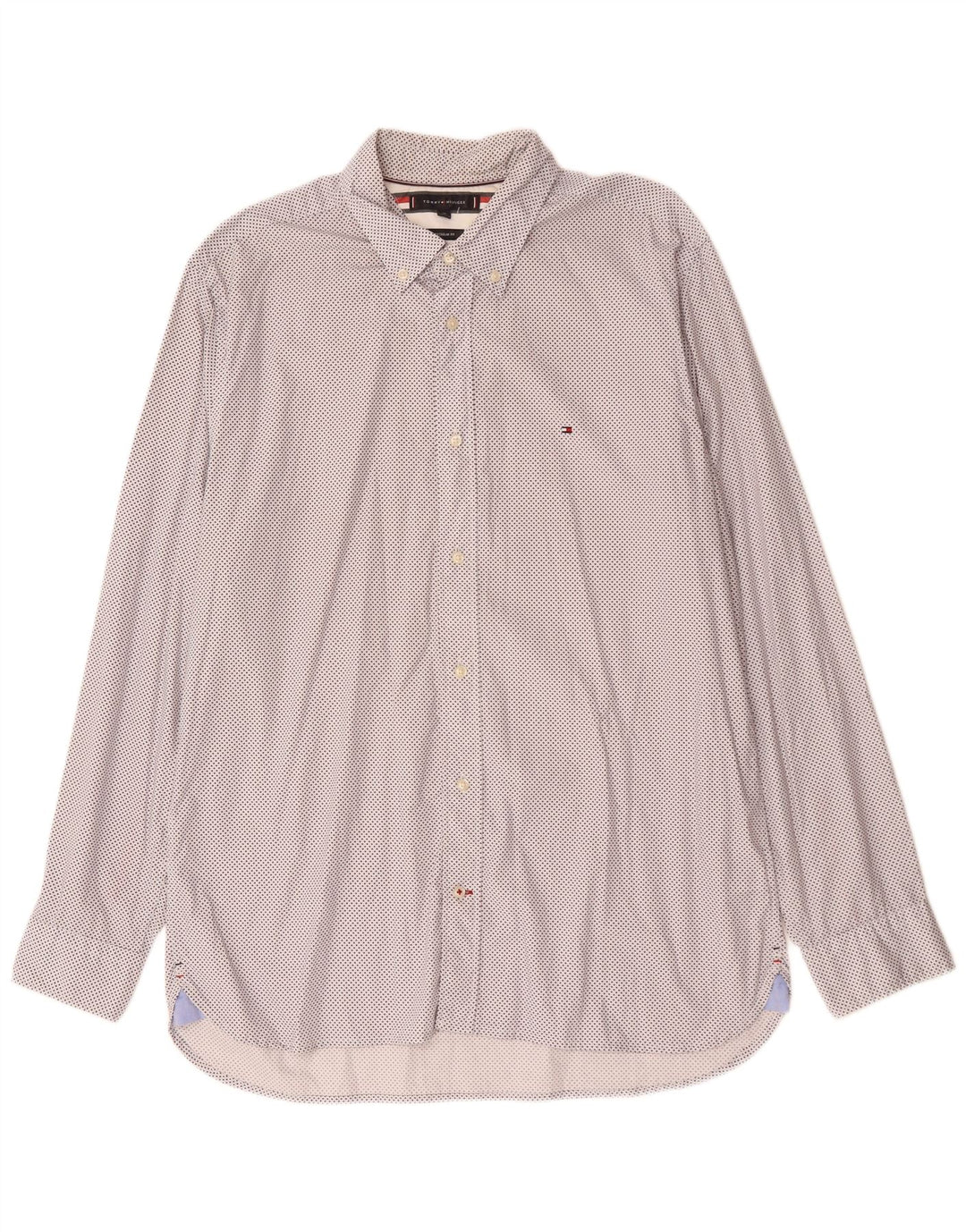 TOMMY HILFIGER Herren Regular Fit Hemd XL weiß gefleckte Baumwolle