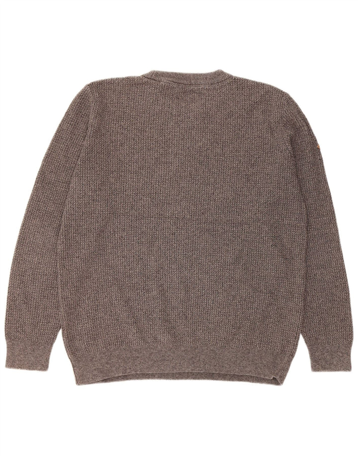 Superdry Herren-Pullover mit Rundhalsausschnitt, Größe 2XL, graue Baumwolle