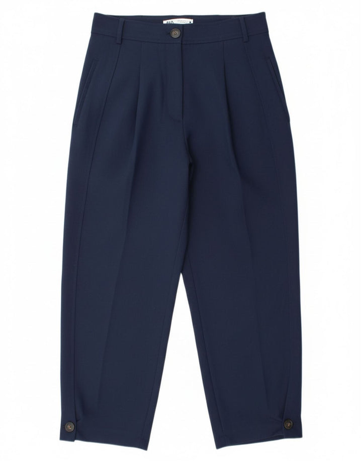 Zara Damen Chino-Hose mit Pegged, Mittelgroß, W28, L26, Marineblau, Polyester