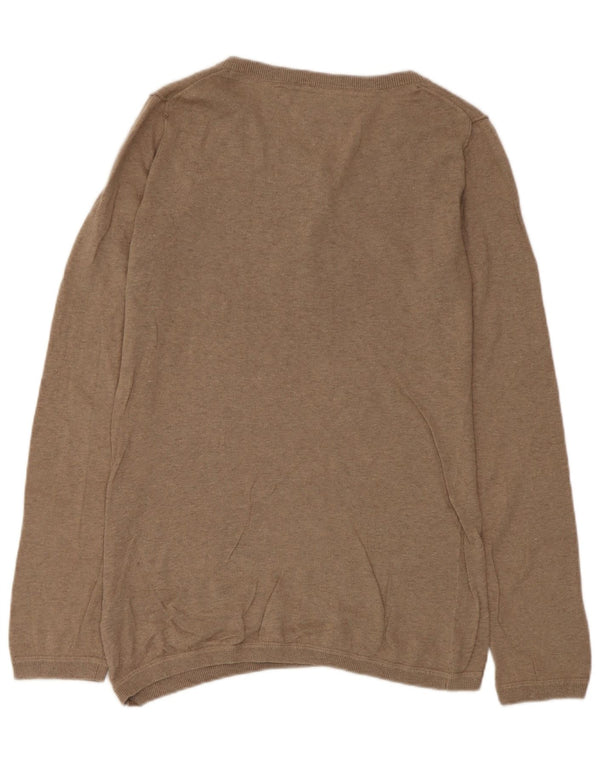 Tommy Hilfiger Damen-Pullover mit U-Boot-Ausschnitt, UK 14, Größe L, braun, Baumwolle
