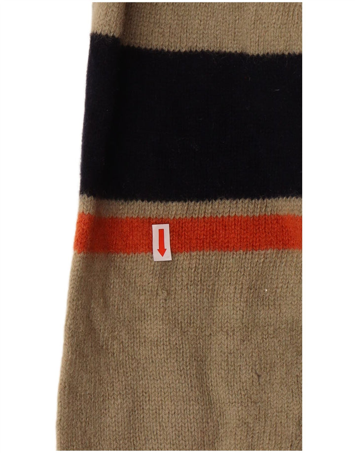 Kappa Damen-Pullover mit Reißverschluss am Hals, Mittelbeige, gestreift, klassisch aus Wolle