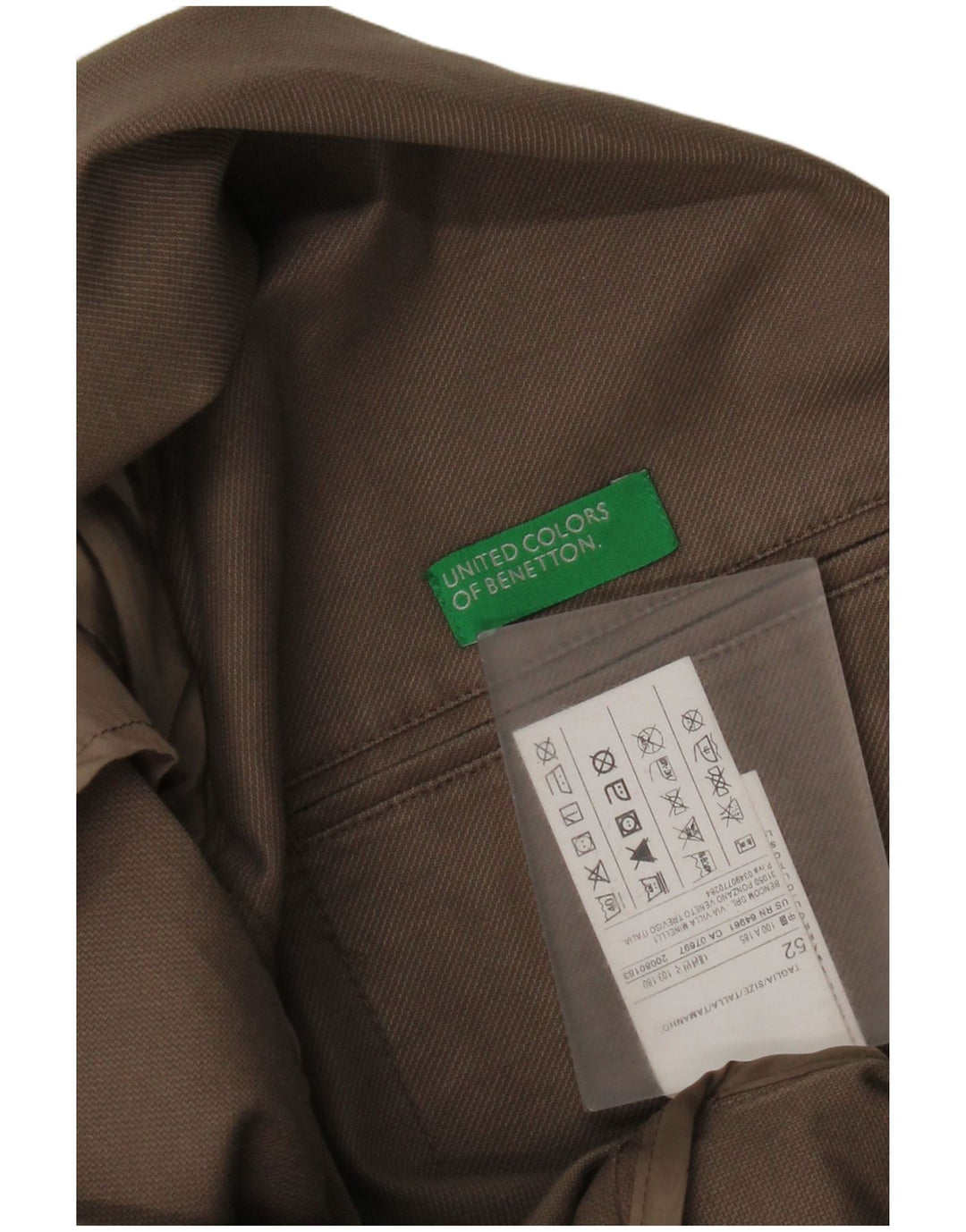 Benetton Herren 2-Knopf-Blazerjacke IT 52 XL Beige Baumwolle