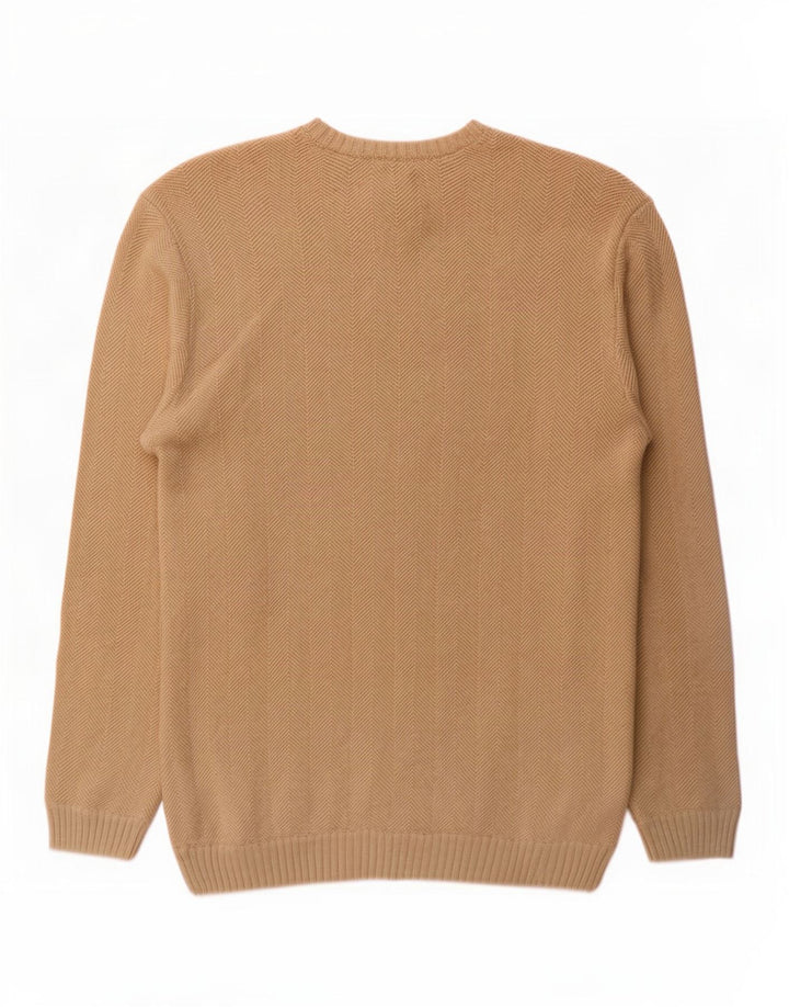 Chaps Herren-Pullover mit Rundhalsausschnitt, groß, beige Chevron-Baumwolle