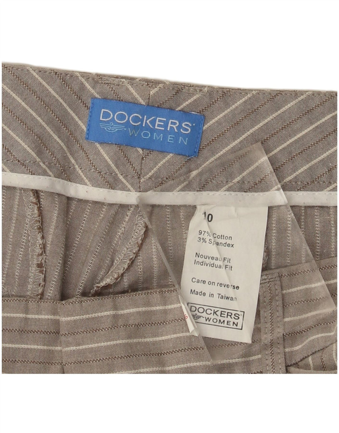 DOCKERS Capri-Hose für Damen, US 10, Größe L, W30, L22, grau gestreift, Baumwolle