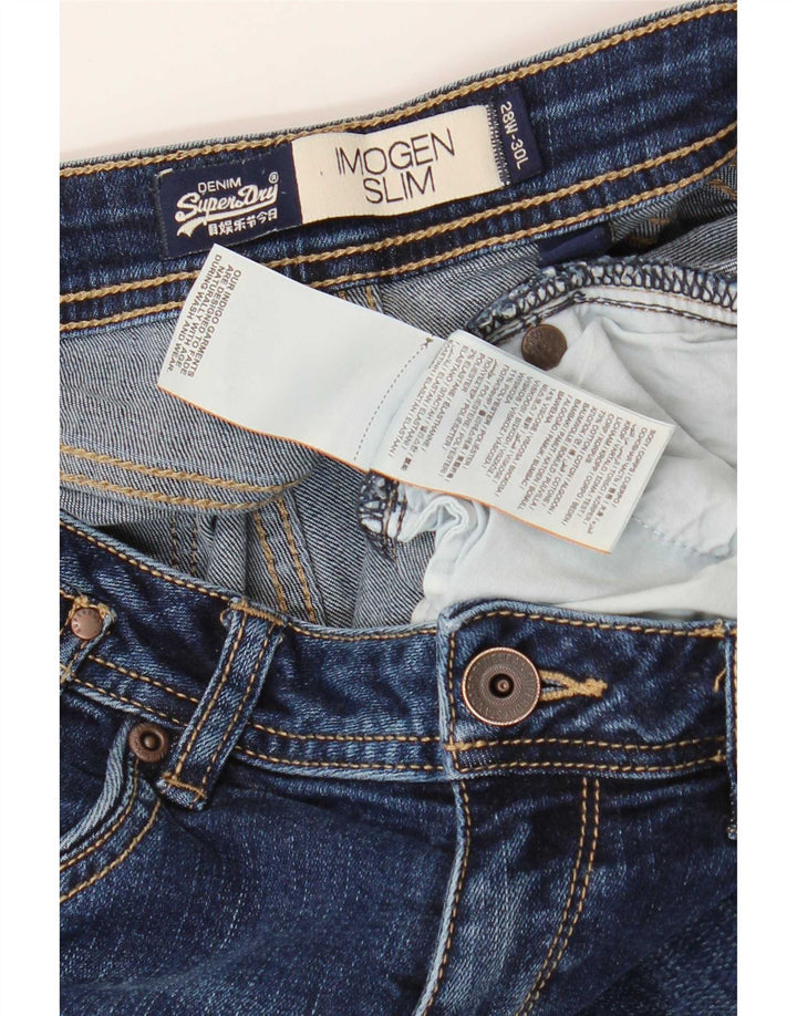 Superdry Damen Imogen Slim Jeans W28 L30 Blaue Baumwolle