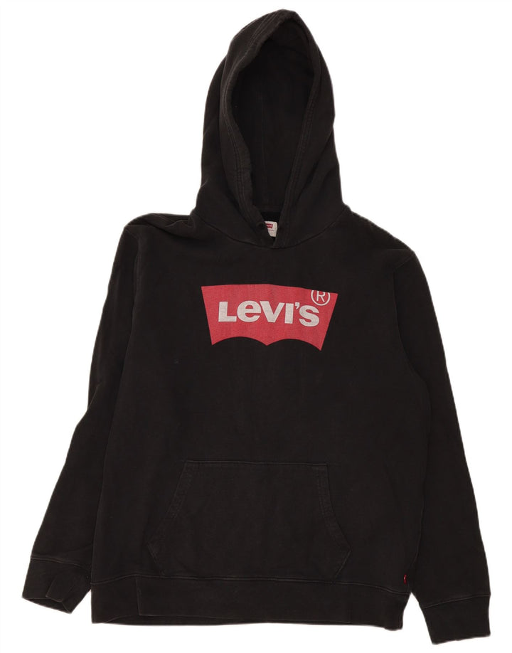 Levi's Herren-Pullover mit grafischem Kapuzenpullover, groß, aus schwarzer Baumwolle