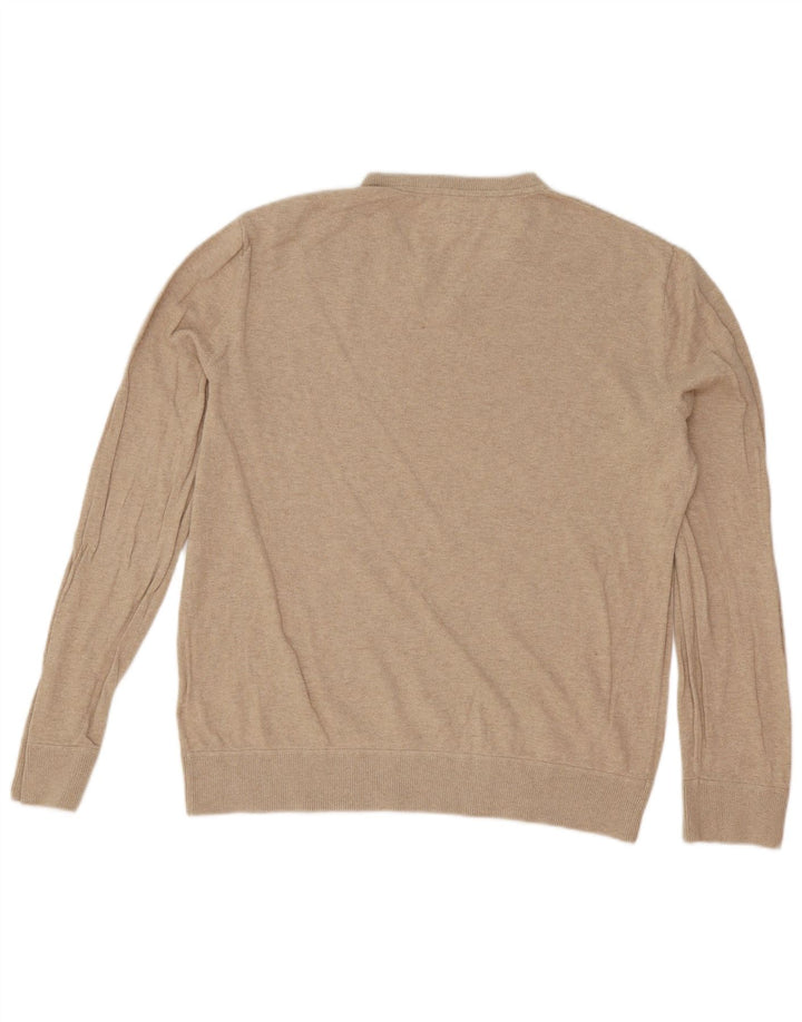 Gap Herren-Pullover mit V-Ausschnitt, groß, beige Baumwolle