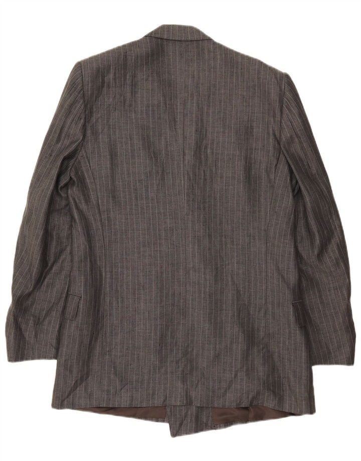 Vintage Herren Zweireiher Blazer Jacke IT 50 Große graue Nadelstreifen
