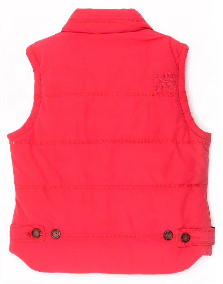 Superdry Damen Wattierte Weste UK 14 Mittelrote Baumwolle