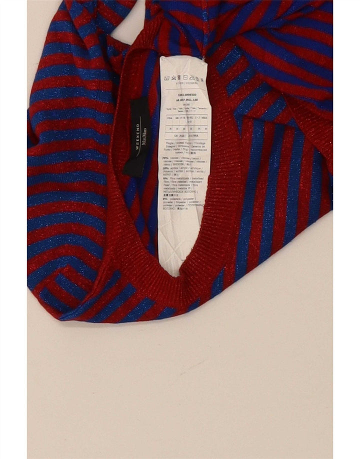 Max Mara Damen-Wochenende-Pullover, UK-Gr. 12, Mittelblau gestreift