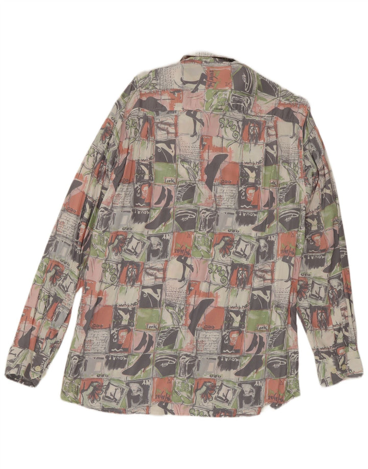 OLYMP Herren-Grafikhemd, Größe 38, mittelmehrfarbig, Patchwork-Viskose