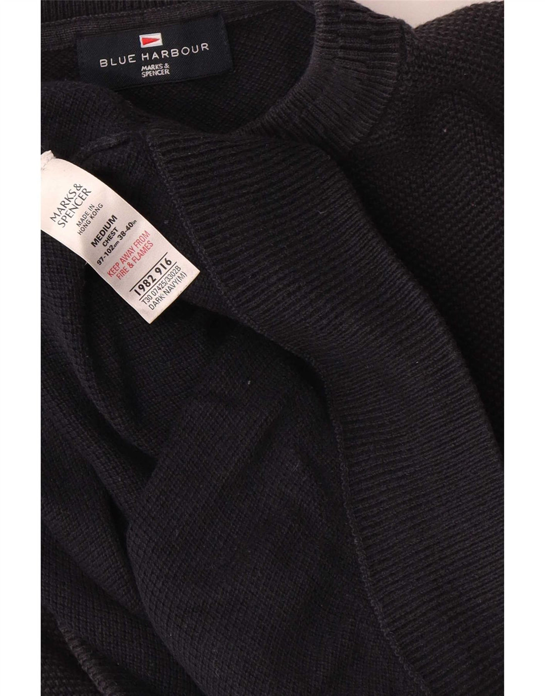 Marks & Spencer Herren Blauer Harbor-Pullover mit Rundhalsausschnitt Mittelmarineblau