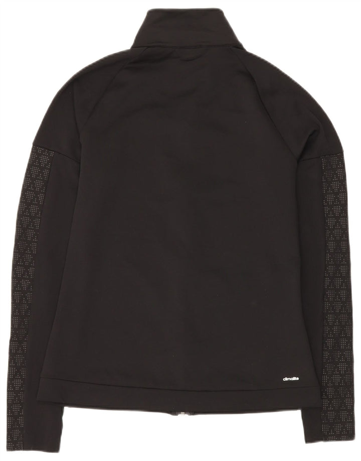 ADIDAS Damen Climalite Trainingsanzug Top Jacke UK 12 Medium Schwarz Geometrisch