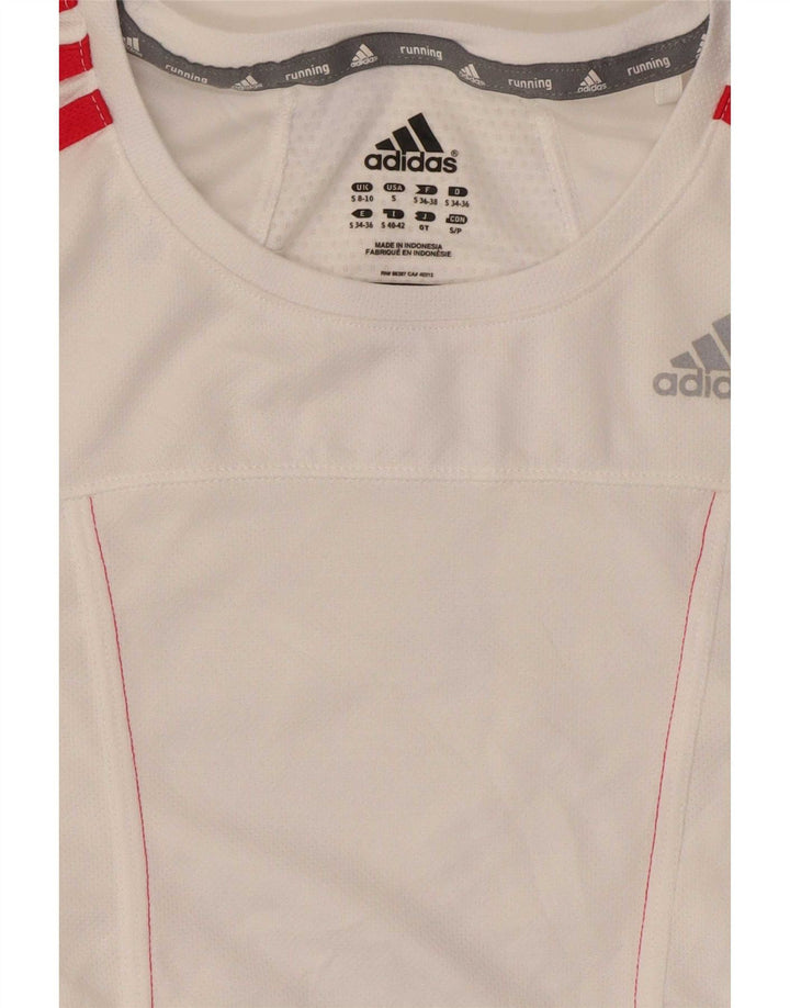 Adidas Damen Lauf-T-Shirt Top UK 8/10 Small Weiß