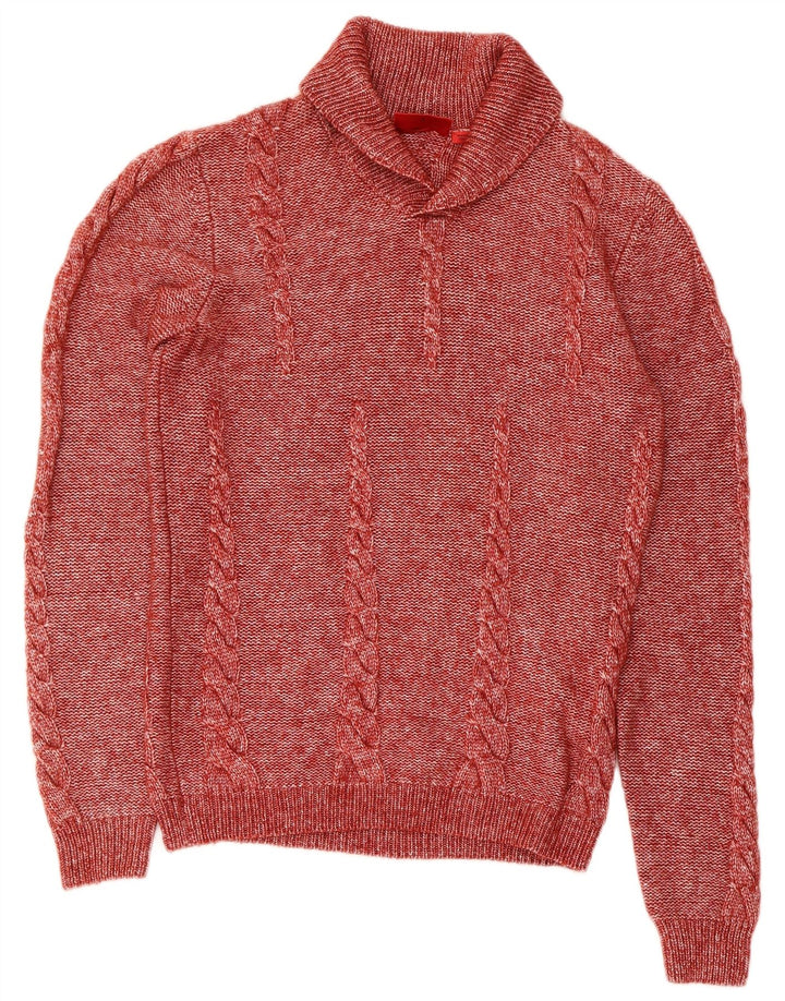 Hugo Boss Herren-Pullover mit Schalkragen, klein, rot meliert, Modal