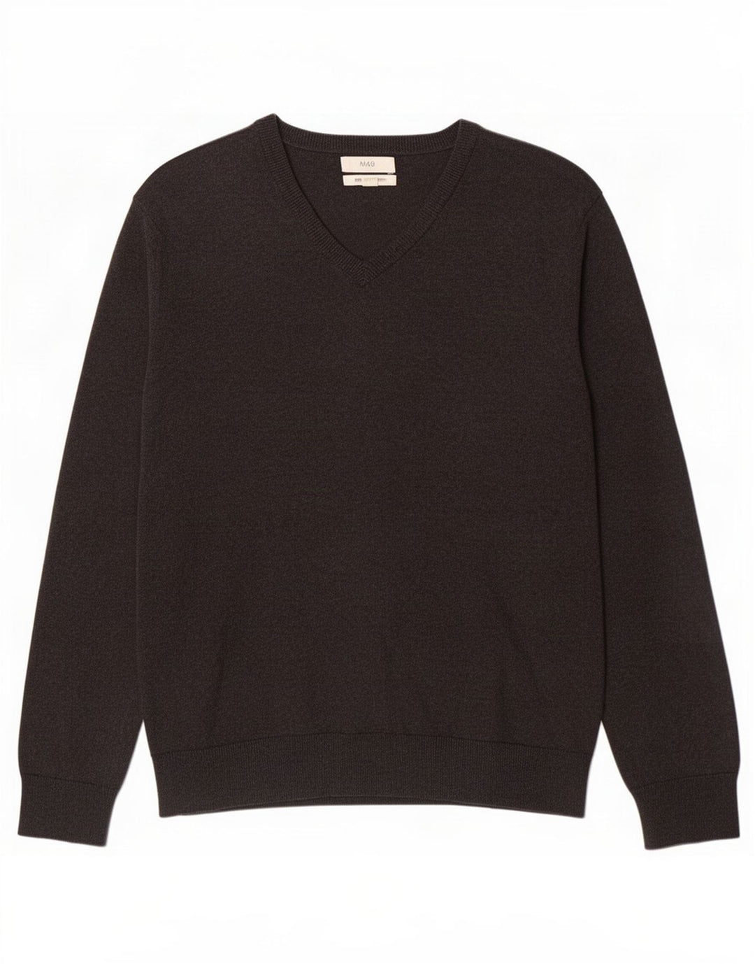 Marks & Spencer Herren-Pullover mit V-Ausschnitt, XL, graue Baumwolle