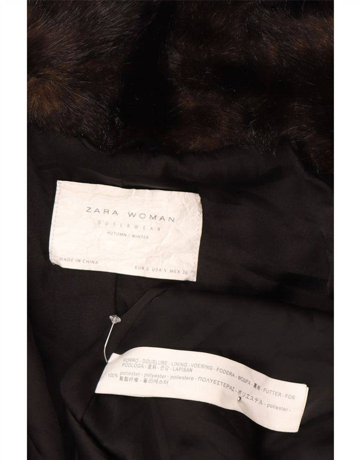 Übergroßer Mantel aus Kunstfell von Zara für Damen, UK 10, Größe S, braun, Polyester, Winter