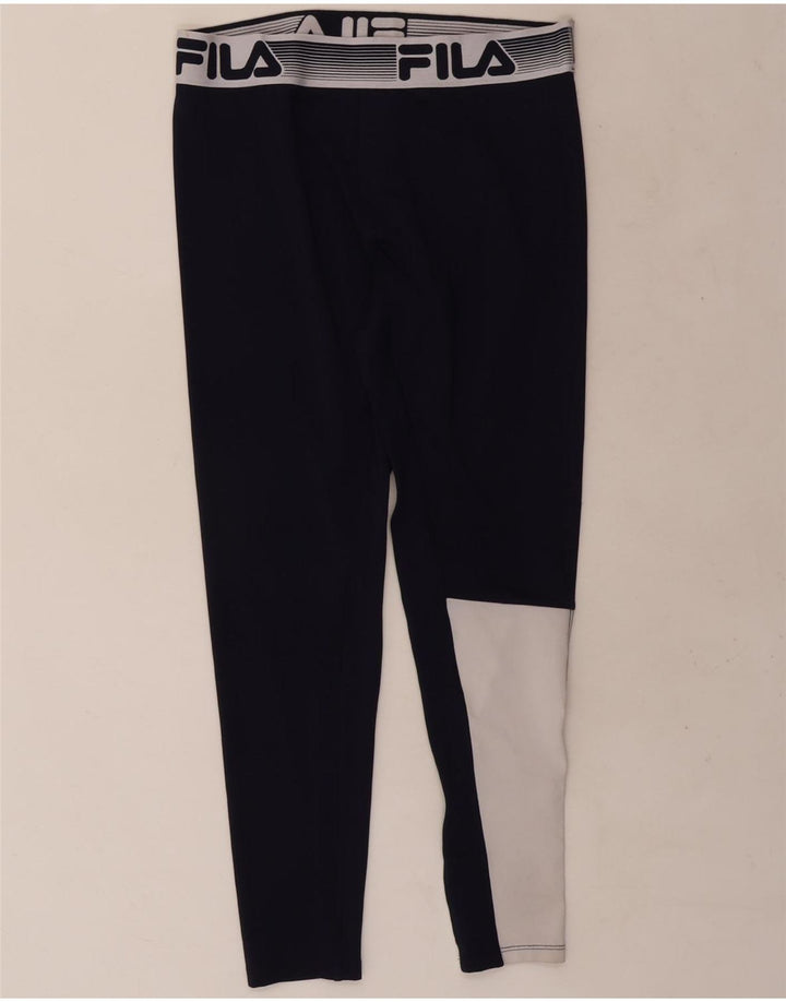 Fila Damen Grafik-Leggings UK 14 Medium Marineblau Colourblock Polyester