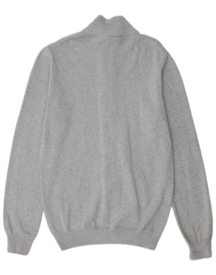 CREW CLOTHING Herren-Strickjacke aus mittelgrauer Baumwolle