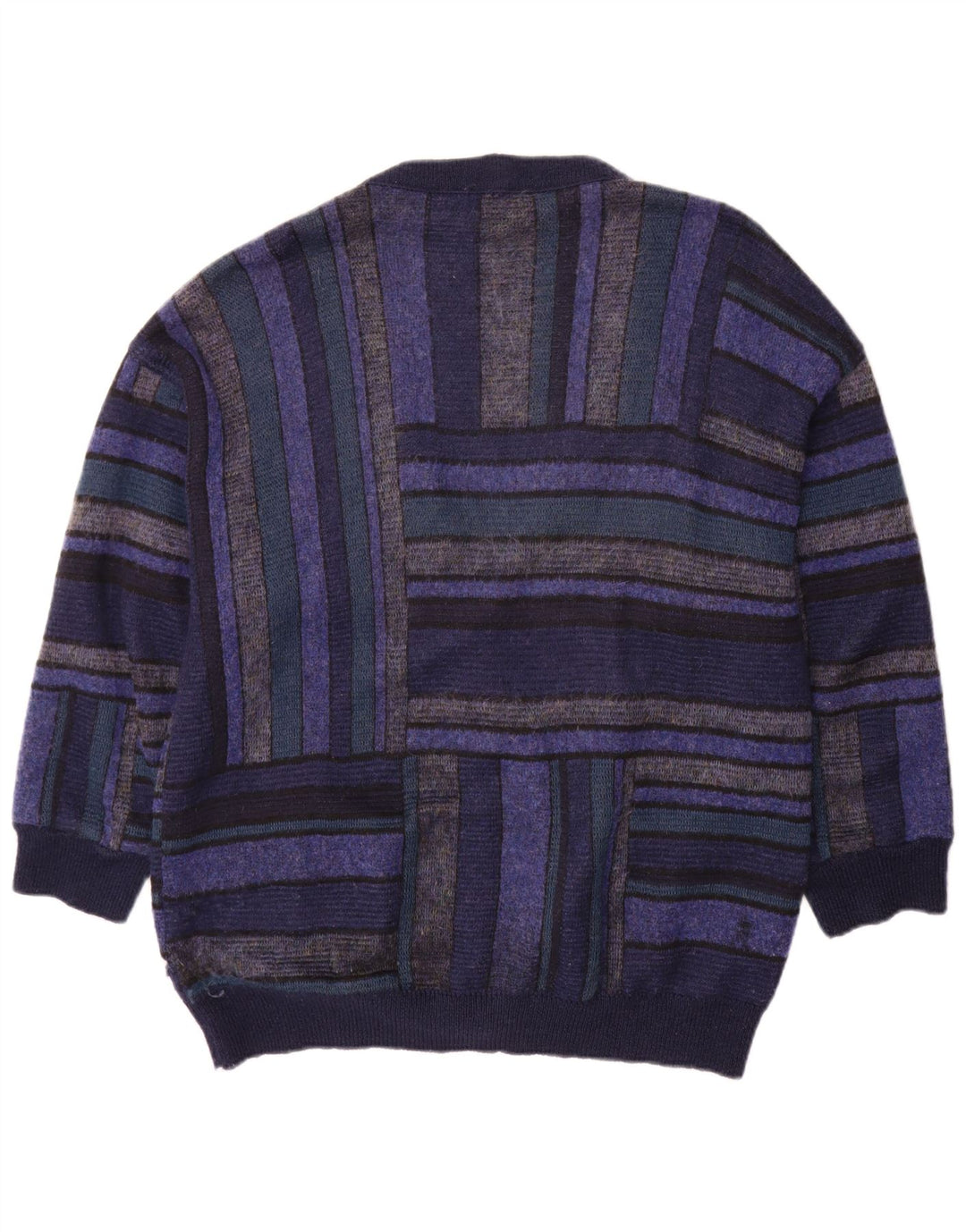Bizzarro Herren Strickjacke XL Marineblau gestreifte Wolle