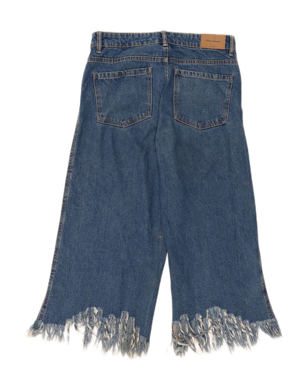Zara Damen Capri-Jeans mit weitem Bein, EU 36, XS, B26, L21, blaue Baumwolle