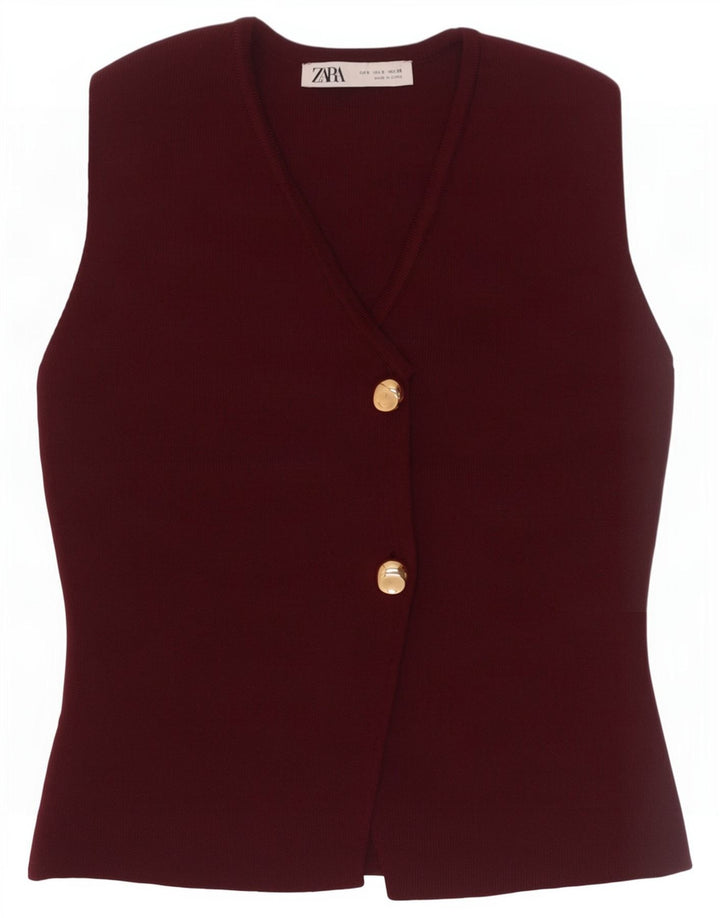 Zara Damen Strickweste UK 8 Small Burgund