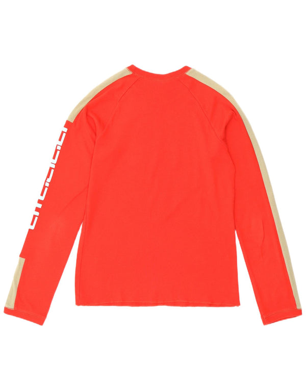 Diesel Womens Graphic Top Langarm UK 18 XL Rot Colourblock Baumwolle