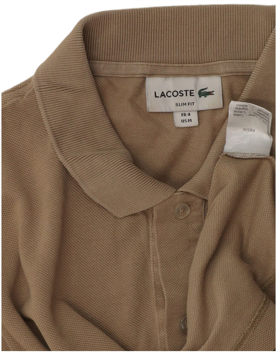 Lacoste Herren-Poloshirt in schmaler Passform, Größe 4, mittelbraune Baumwolle