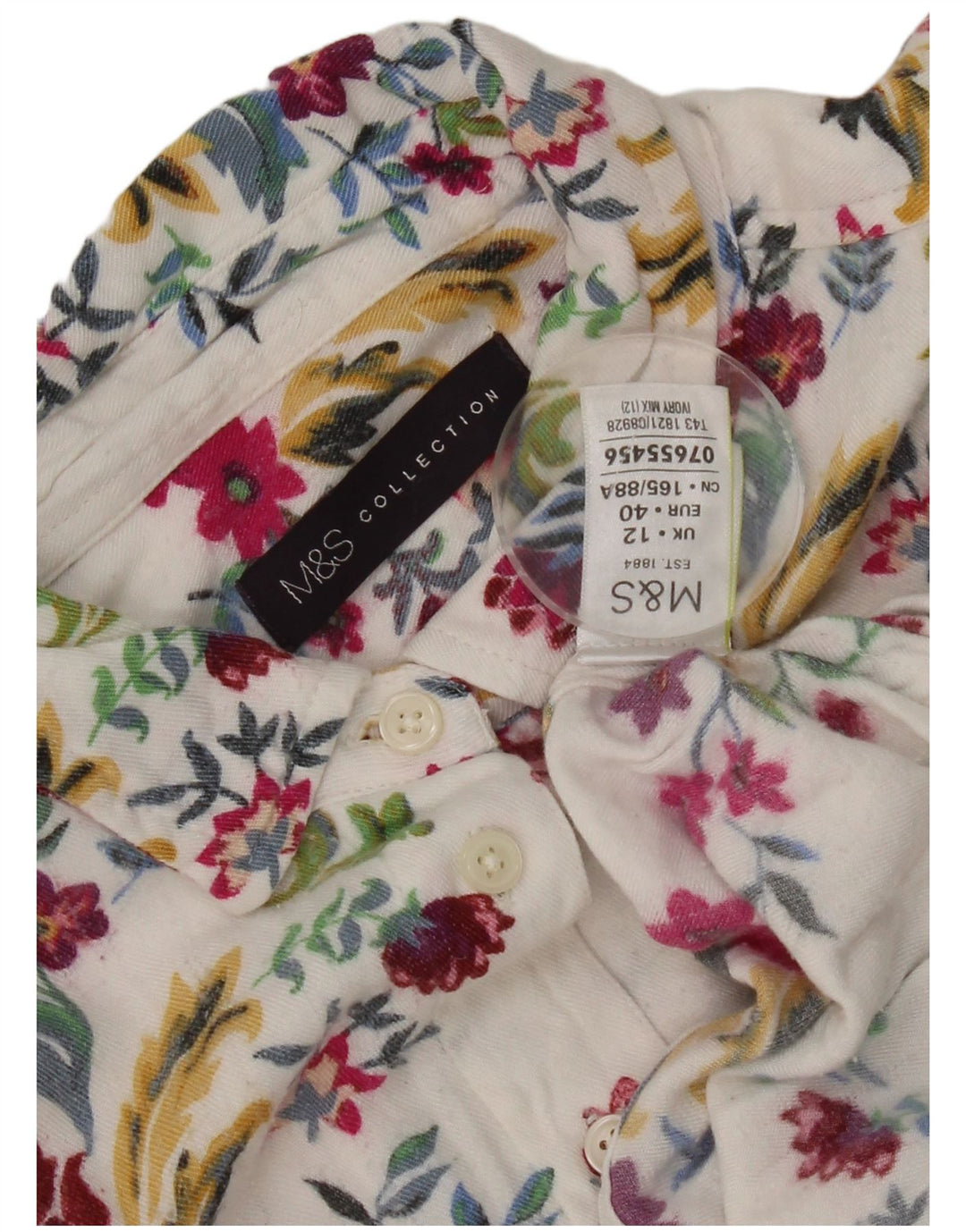 Marks & Spencer Damen-Hemd UK 12 Mittelweiße, geblümte Viskose