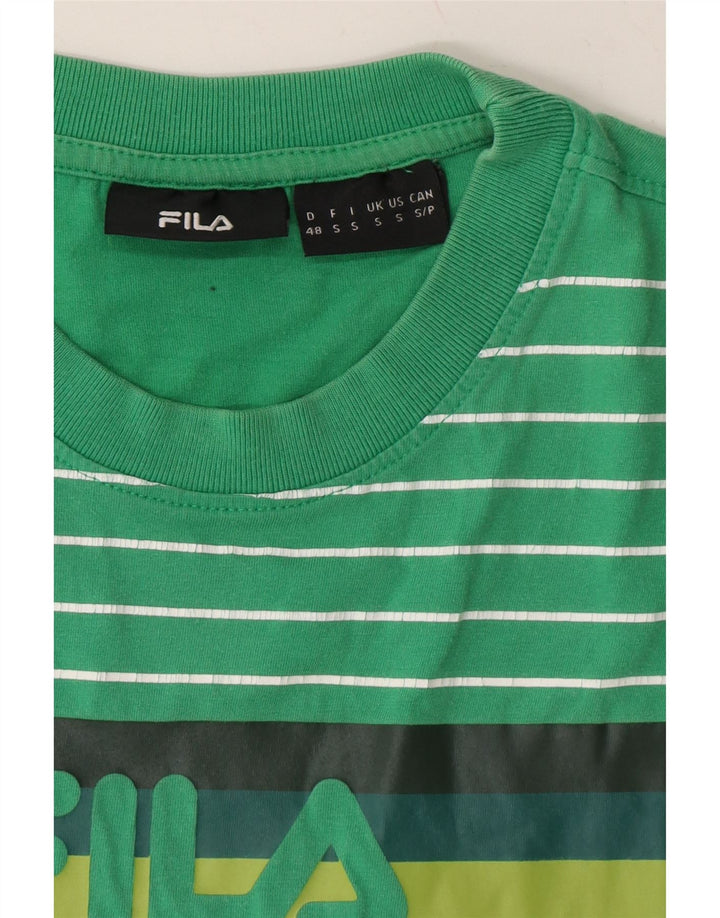 FILA Mens Graphic T-Shirt Top Small Green Striped Cotton Vintage Fila and Second-Hand Fila from Messina Hembry 