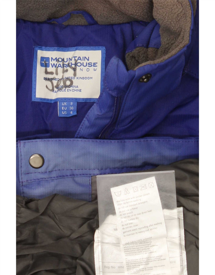 Mountain Warehouse Damen-Skijacke mit Kapuze, Größe S, Blau, Farbblock