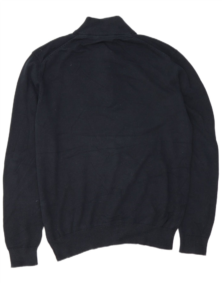 Crew Clothing Herren-Pullover mit Reißverschluss am Hals, groß, marineblaue Baumwolle