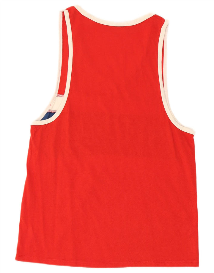 BENETTON Grafisches Herren-Weste-Top XS aus roter Colourblock-Baumwolle