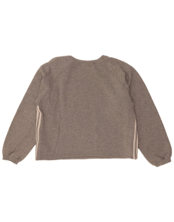 Adidas Damen Sweatshirt Pullover UK 14 Mittelgraue Baumwolle