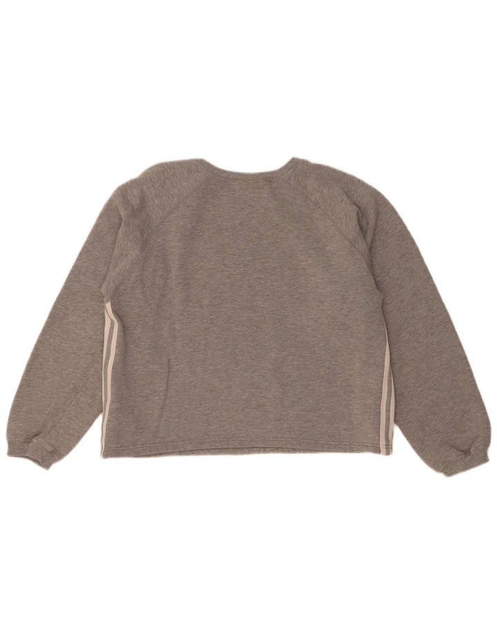 Adidas Damen Sweatshirt Pullover UK 14 Mittelgraue Baumwolle