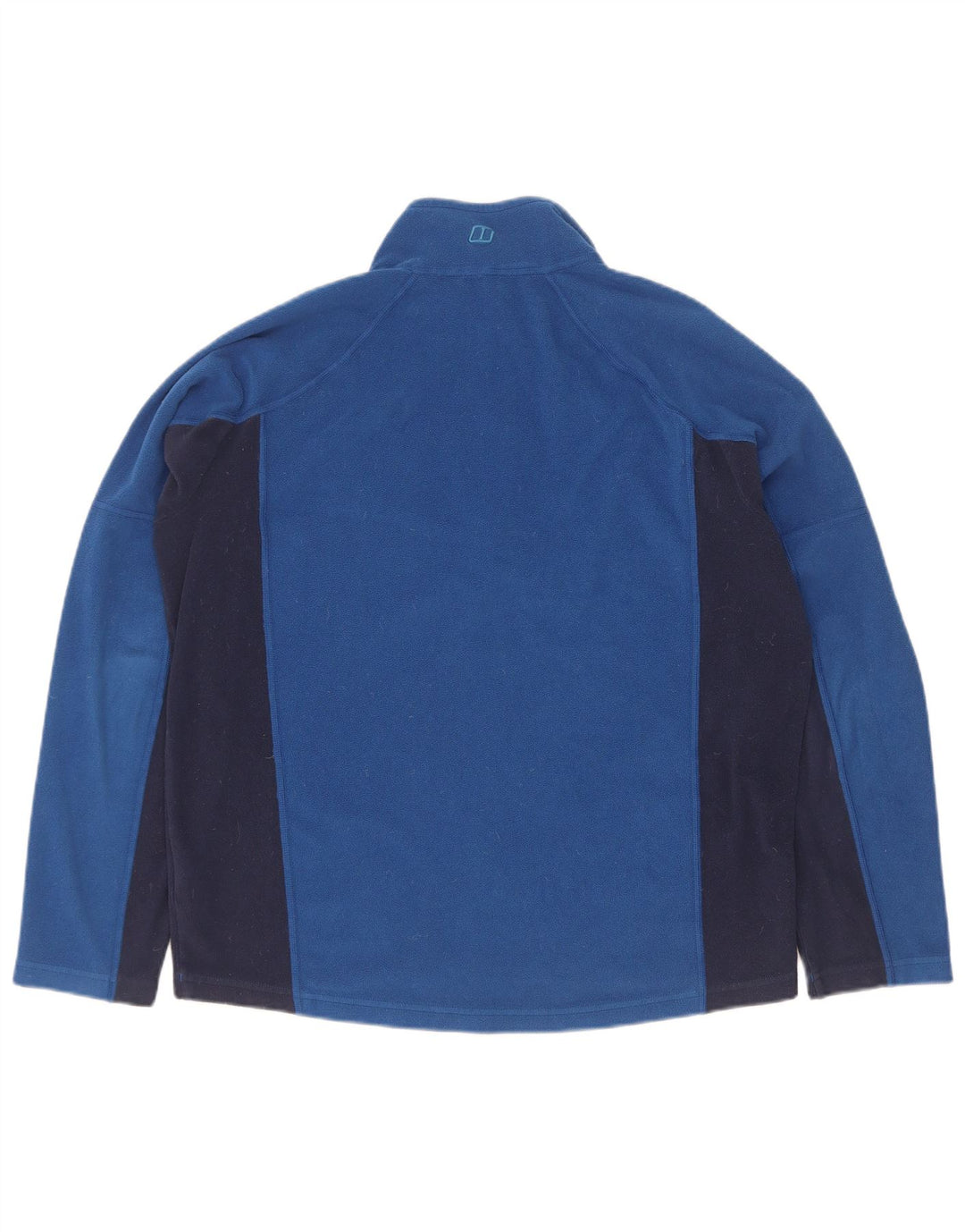 Berghaus Herren-Fleecepullover mit Reißverschluss am Hals, mittelblaues Farbblock-Polyester