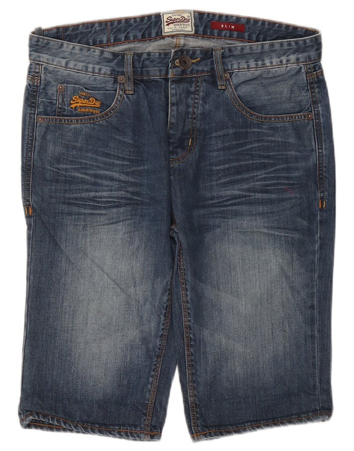Superdry Herren Slim Denim Shorts W30 Mittelblaue Baumwolle