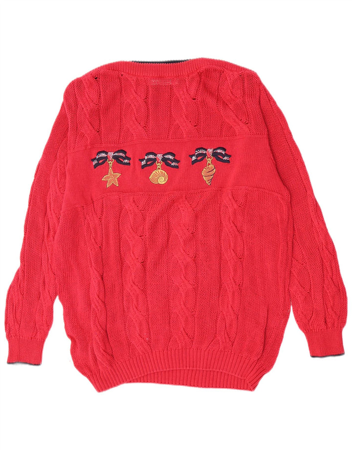 St. Germain Damen-Pullover mit grafischem U-Boot-Ausschnitt, IT 46, Größe L, Rot, klassisch