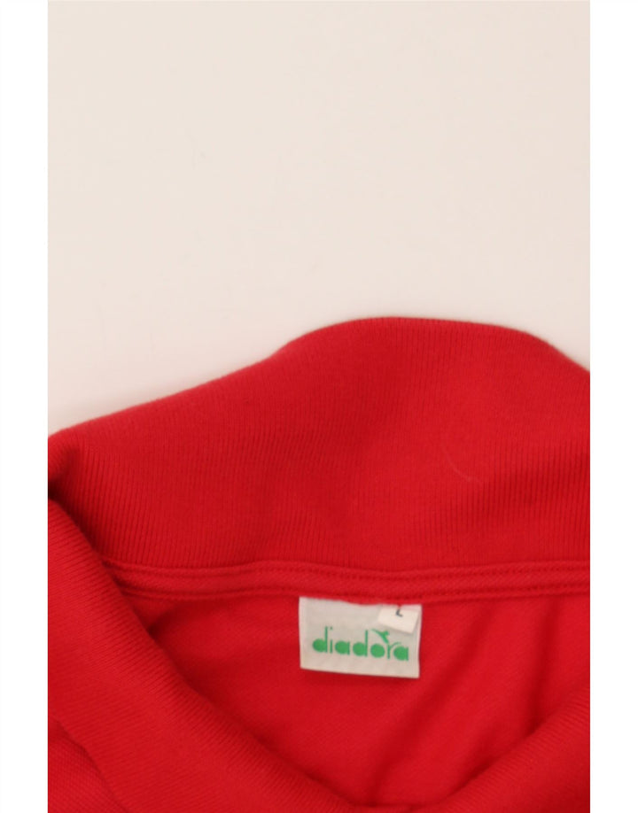 DIADORA Mens Polo Shirt Large Red Cotton Vintage Diadora and Second-Hand Diadora from Messina Hembry 