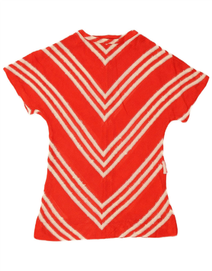 Vintage Damen Strickbluse Top EU 40 Mittelroter Chevron