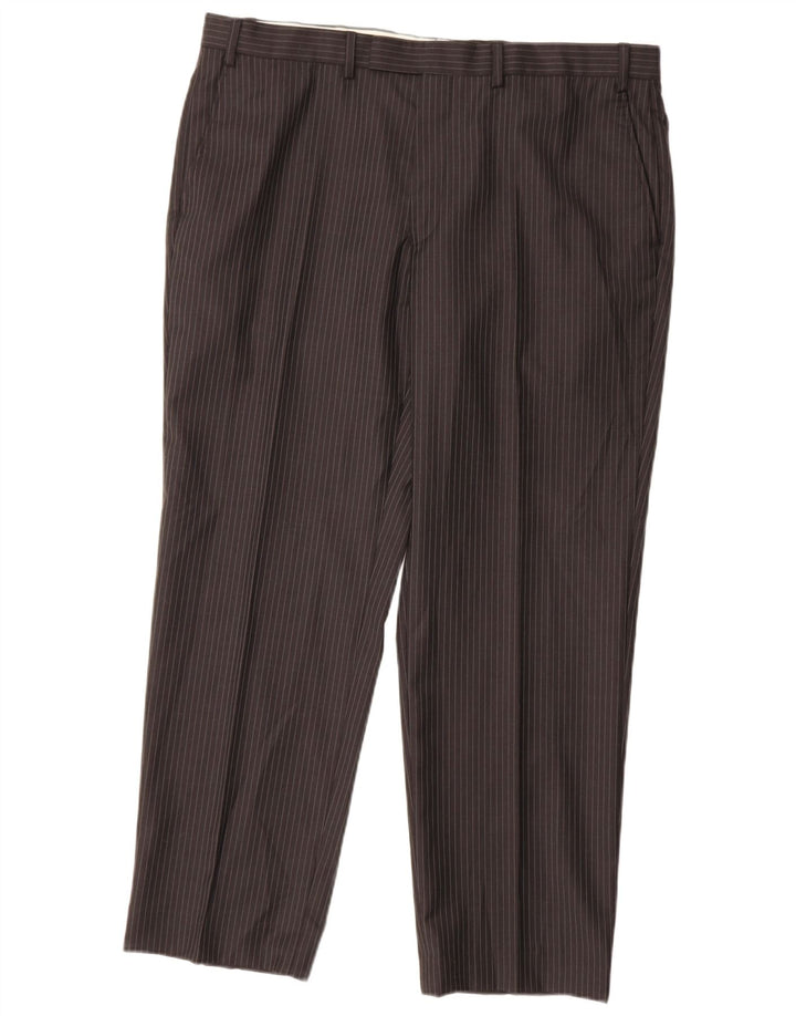 MARKS & SPENCER Gerade Herren-Anzughose W38 L29 Graue Nadelstreifenwolle